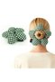 Handmade Pine Green - White Floral Fluffy Scrunchie Hair Clip