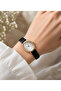 Gold Color Case White Dial Black Leather Band Women Wristwatch - 2