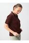 Bitter Brown V-Neck Short Sleeve Stripe Detailed Knitwear Blouse - 4