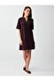 Bitter Brown Polo Neck Short Sleeve Modal Knitted Mini Dress