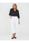 Black Relaxed Cut Three Quarter Sleeve V Neck Polka Dot Blouse - 2
