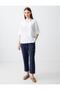 White 100% Linen Relaxed Cut Short Sleeve Crew Neck Blouse - 2