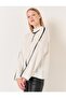 White Loose Cut Long Sleeve Turtleneck Knitwear Sweater - 5