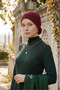 Ready-Made Burgundy Turban Hijab with Bun, Suitable for Medical Use - 7