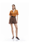 Cotton Lace-Like Knit Short Sleeve Polo Neck Crochet T-Shirt - 2