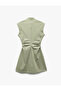 Cotton Drape Detail Pocket Sleeveless A-Line Mini Shirt Dress - 5