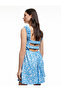 Square Collar Thick Strap Back Detail Lace-Up Front Floral Mini Dress Wrinkled - 3