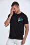 Bear Embroidered Crew Neck Men's T-Shirt Black