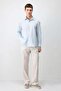 Baby Blue Modal Mixed Relax Fit Men's Shirt - 4
