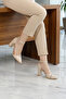 Aurora Beige Vegan Transparent Design Pointed Toe Thick Heeled Classic Shoes - 3