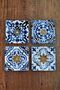Natural Stone Coasters Tile Pattern Printed 10x10cm Stone Coasters Set of 4