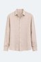 Textured Cotton Pieces of Oversized Shirts in Beige