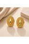 Vintage Oval Earrings – Gold Color Embossed Stylish Women's Earrings