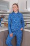 Women's Cotton Hooded 3 Thread Cobalt Blue Tracksuit with Pockets 9037 - 3