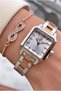 Brand Silver Color Steel Cord 2 Years Warranty Women's Stone Wristwatch - Bracelet Gift