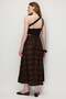 4870 Women's Plaid Slit Skirt with Thick Belt Khaki - 3