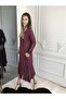Women's Red Long Sleeve Antique Woven Dress - 3