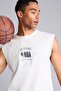 قميص بدون أكمام مطبوع عليه علامة NBA Wordmark مصنوع من القطن بنسبة 100% برقبة دائرية G0909AX26SM - 3