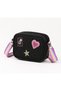 Denim Embroidered Girls' Shoulder Bag, Black Denim Embroidered Girls' Bag, Black Denim Kids' Bag - 3