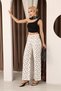 Women's White Black Polka Dot High Waist Wide Leg Culotte Jean Pants Vintage Loose Leg Denim - 6
