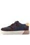 Genuine Leather Brown Dark Blue Double Velcro Kids Sneaker Sports Shoes - 5