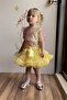 Yellow Star Printed Short Sleeve Girls' Tulle Crop Top - 2