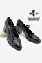Women's Loafer Thin Strap Casual Thick Classic Heeled Shoes Vikas Black Croco