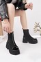 Carel 606 Black Patent Leather Paneled Platform Women's Boots - 3
