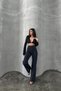 Women's Rhinestone Wide-Leg Black Palazzo Denim Trousers - 4