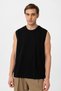 Black Relaxed Fit Men's Sleeveless T-Shirt - 3