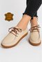 Beige Genuine Leather Women's Casual Shoes Lace-Up Orthopedic Comfortable Sole Casual Vdz03001