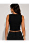Women's Lace Detailed Square Neck Ribbed Crop Tank Top - 3