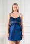 Women's Luxury Satin Guipure Navy Lace Detail Bridal Nightgown Robe Set - 6