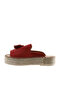 Red Leather Women's Wedge Heel Piece Set Espadrilles Slipper 01Wq3511 - 3