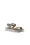 Khaki Leather Women's Wedge Heeled Sandals 01Ws8001 - 3