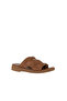 Tan Dark Leather Women's Flip Flops 01Wy2910 - 3