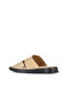 Beige Leather/Ostrich Men's Flat Slippers 25Mt2488 - 4