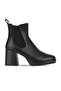 Black Leather Women's Heeled Boots 01Wv8100