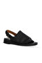 Black Leather Women's Flat Sandals 01Wy2917 - 2