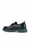 Black Green Open Leather Women's Loafer 01Wz4000 - 4