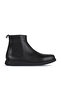 Black Leather Women's Flat Boots 01Wz4204