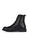 Black Leather Women's Flat Boots 01Wz8900 - 3