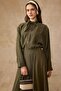 Scarf Collar Shirt Skirt Modal Double Set Khaki 9460-Tk - 3
