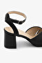 Genuine Leather Black Cross-Strapped Ankle Strap Heeled Women's Sandals - 7