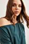 Women's Green Boat Neck Wool Viscose Flowy Blouseblz- 19002738 - 8