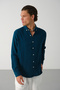 Men's Breathable Muslin Fabric 100% Cotton Washable Pocketless Shirt - 5