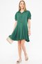 Women's Dark Green Shirt Collar Sleeve Slit Detailed Flared Watermelon Sleeve Dress Arm-24Y001083 - 2
