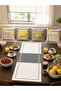 Gray Striped Lemon-Themed Runner and Set of 4 Throw Pillows