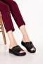 Genuine Leather Anatomical Sole Comfortable Velcro Adjustable Slippers Slt.423 Black - 3