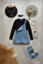 Unisex Wide Leg Loose Fit Denim Salopet Gilet Trousers - 3